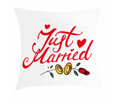 Just Married Rose Rings Pillow Cover