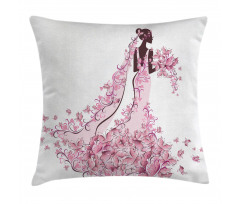 Floral Bridal Gown Pillow Cover