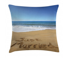 Just Married on Sand Pillow Cover