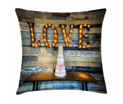 Wedding Cake Love Wood Pillow Cover