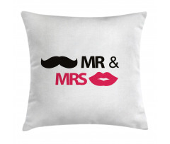 Lips Moustache Mr Mrs Pillow Cover