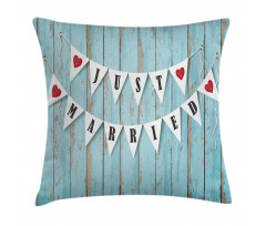 Just Married on Wood Door Pillow Cover