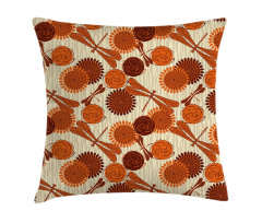 Orange Flowers Dragonfly Pillow Cover