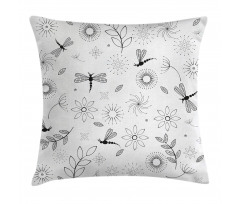 Dragonfly Floral Pillow Cover