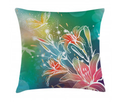 Digital Lilacs Dragonfly Pillow Cover