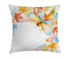 Vintage Spring Dragonfly Pillow Cover