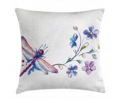 Ivy Flowers Dragonflies Pillow Cover