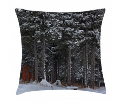 Snowy Forest Cottage Pillow Cover