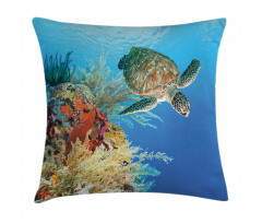 Exotic Turtle Coral Pillow Cover