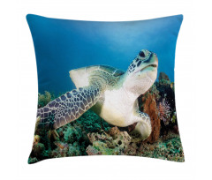Green Turtle Coral Pillow Cover