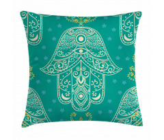 Hamsa Pattern Daisies Pillow Cover