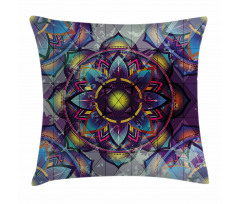 Grunge Futuristic Mandala Pillow Cover