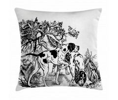 Dogs in Forest Pillow Cover