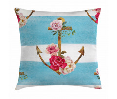 Anchors and Roses Pillow Cover