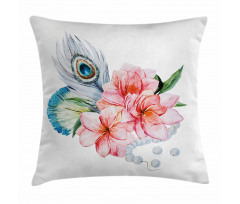Peony and Peacock Pillow Cover