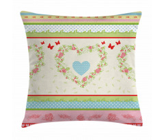 Country Rose Hearts Pillow Cover