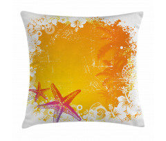 Exotic Flowers Seastars Pillow Cover