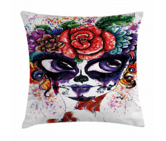 Floral Big Eyes Pillow Cover