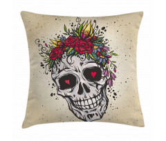 Boho Plant Skull Pillow Cover