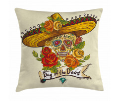 Skull in Sombrero Pillow Cover