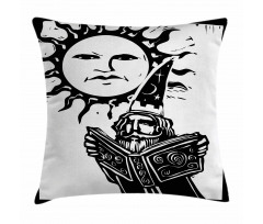 Wizard with Magic Book Pillow Cover