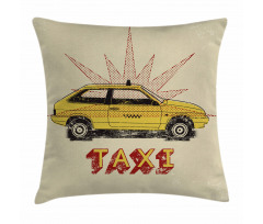 Pop Art Taxi Cab Vintage Pillow Cover