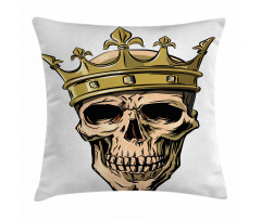 Skeleton Head with Crown Pillow Cover