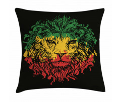 Grunge Lion Head Portrait Pillow Cover