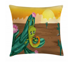 Cartoon Desert Landscape Pillow Cover