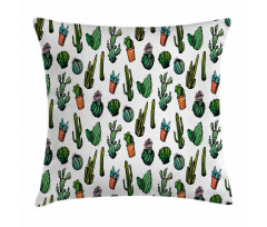 Spiked Cacti Pots Art Pillow Cover