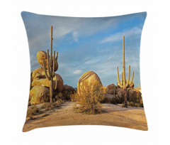 Saguaros Boulders Sunset Pillow Cover