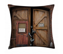 Monster Wood Door Pillow Cover