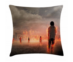 People in Flame Pillow Cover