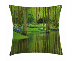 Forest with Lake Botany Pillow Cover