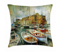 Boats in Naples Pillow Cover