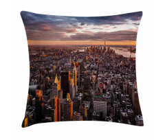 Manhattan Skyline Sunset Pillow Cover