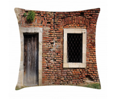 Old House Door Brickwork Pillow Cover