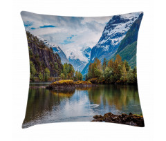 Snowy Norway Mountains Pillow Cover
