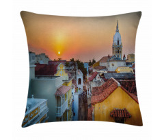 Rooftops Old City Coast Pillow Cover