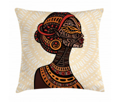 Portrait Folk Art Pillow Cover