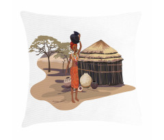Woman with Pot Pillow Cover