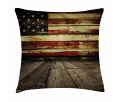 Vintage Flag Wood Pillow Cover