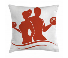 Muscled Man and Woman Pillow Cover