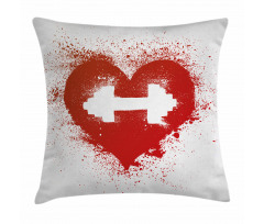 Red Heart Dumbbell Art Pillow Cover