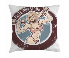 Retro Gym Lady Layout Art Pillow Cover
