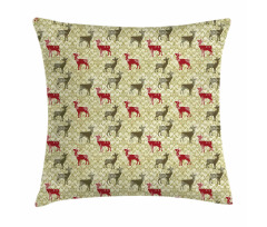 Damask Snowflake Deer Pillow Cover