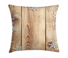 Wood Plank Snowflakes Pillow Cover