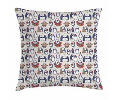 Grunge Penguins Boxes Pillow Cover