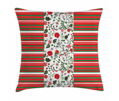 Stripes Floral Border Pillow Cover