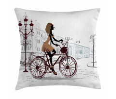 Young Girl in Paris Pillow Cover